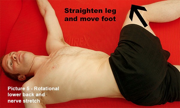 Rotational lower back and nerve stretch Rotational lower back and nerve stretch